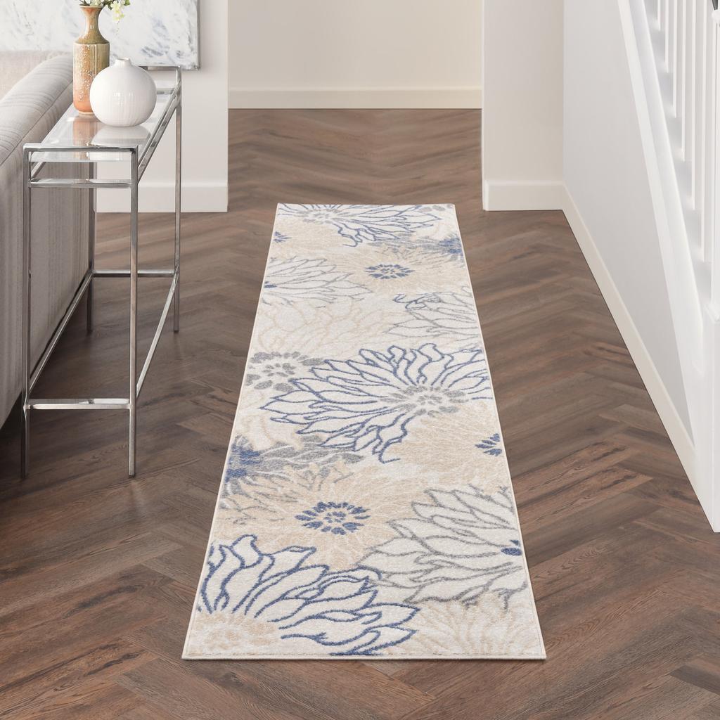 Nourison Home Passion PSN17 Ivory Grey Blue Indoor Runner - Contemporary Power Loomed Machine Made Medium Pile