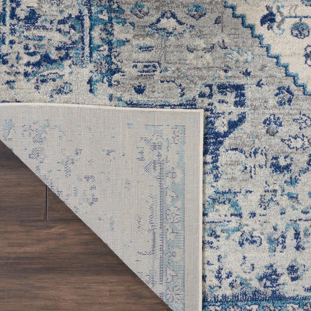 Nourison Home Tranquil TRA06 Navy Blue and White Ivory/Light Blue Indoor Rectangle Area Rug - Vintage Power Loomed Machine Made Medium Pile