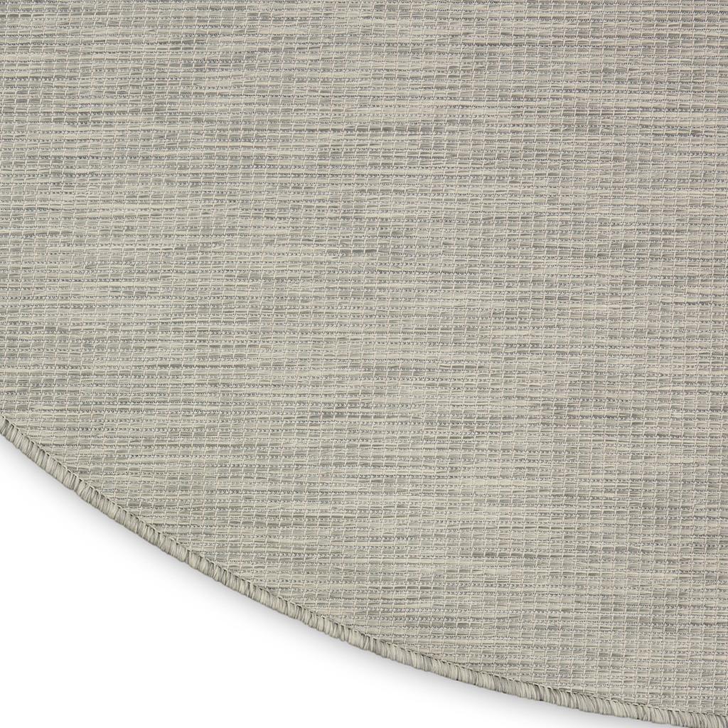 Nourison Home Positano POS01 Light Grey Indoor/Outdoor Round Area Rug - Modern Power Loomed Machine Made Low Pile