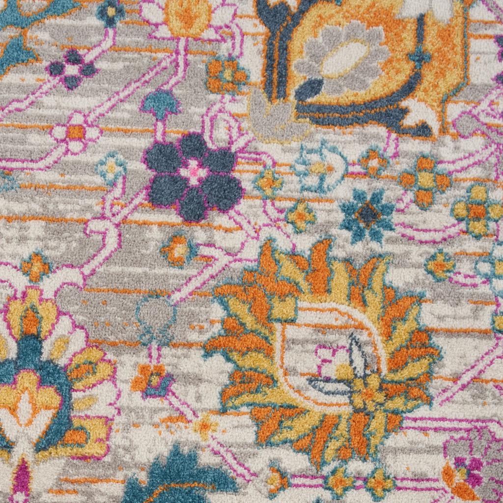 Nourison Home Passion PSN01 Pink and Grey Silver Indoor Round Area Rug - Bohemian Power Loomed Machine Made Medium Pile