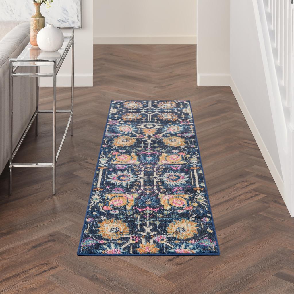 Nourison Home Passion PSN01 Navy Indoor Runner - Bohemian Power Loomed Machine Made Medium Pile