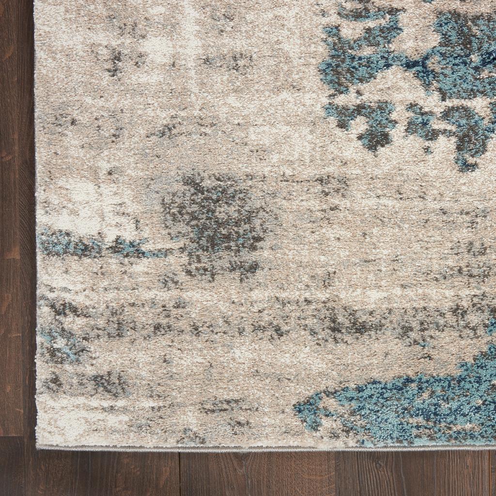 Nourison Home American Manor AMR04 Ivory Blue Indoor Runner - Modern Power Loomed Machine Made Medium Pile