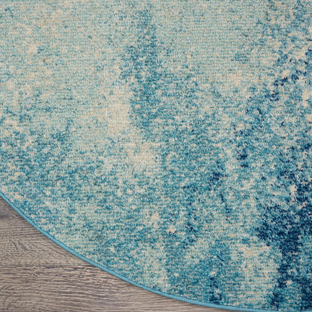 Nourison Home Passion PSN10 Navy Light Blue Indoor Round Area Rug - Modern Power Loomed Machine Made Medium Pile