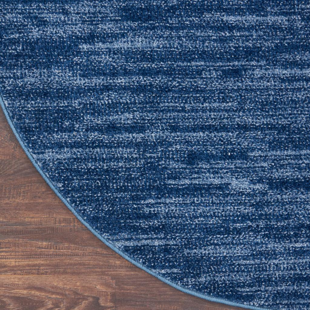 Nourison Home Nourison Essentials NRE01 Navy Blue Indoor/Outdoor Round Area Rug - Outdoor Power Loomed Machine Made Low Pile