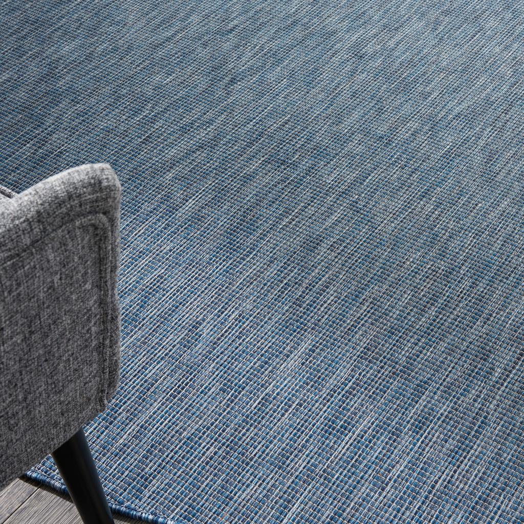 Nourison Home Positano POS01 Navy Blue Indoor/Outdoor Round Area Rug - Modern Power Loomed Machine Made Low Pile