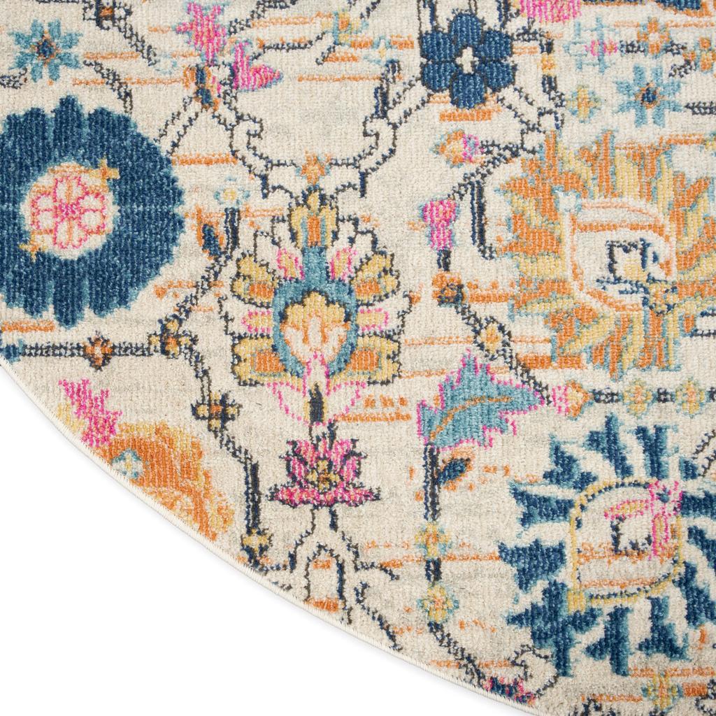 Nourison Home Passion PSN01 Ivory Ivory/Multi Indoor Round Area Rug - Bohemian Power Loomed Machine Made Medium Pile