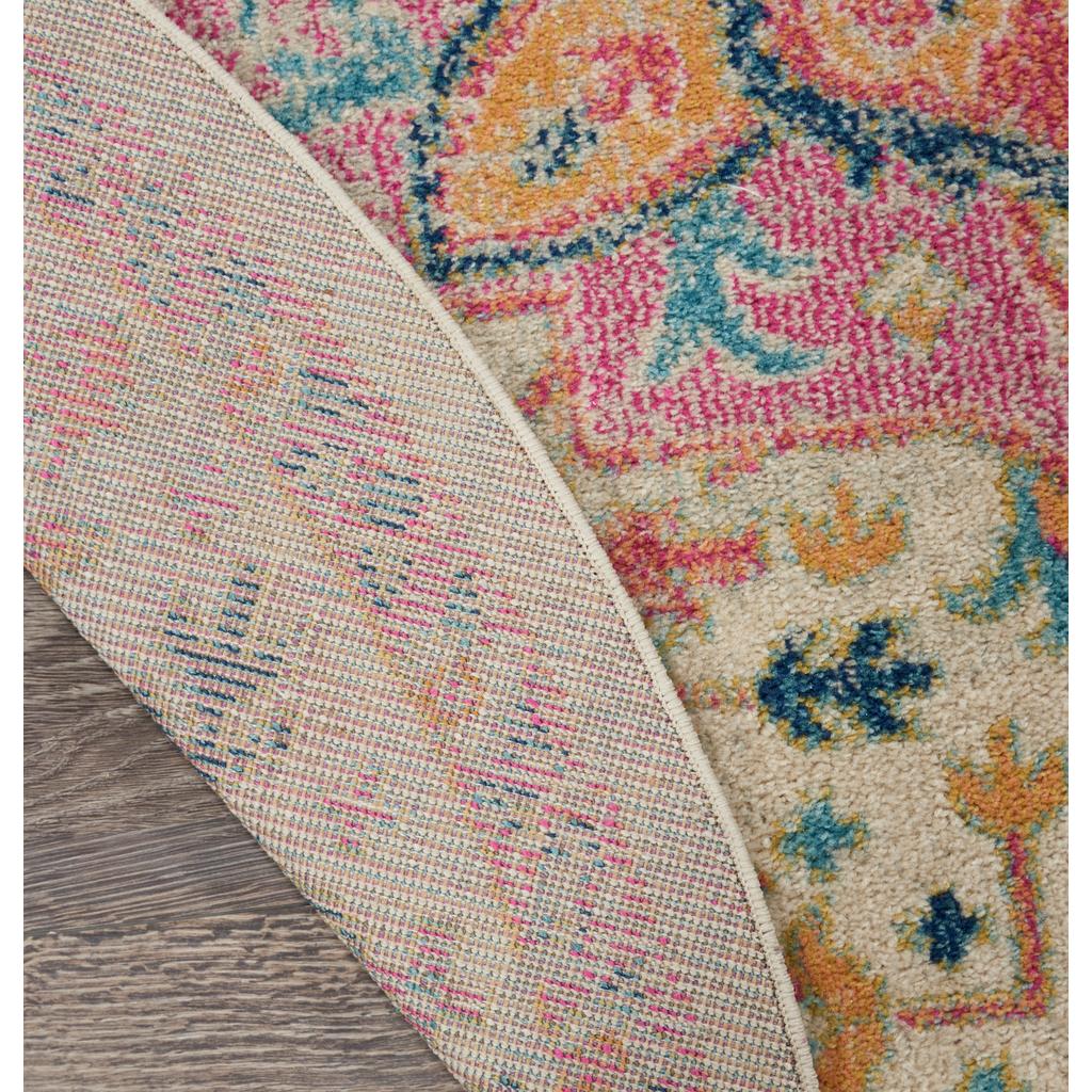 Nourison Home Passion PSN25 Ivory Pink Indoor Round Area Rug - Bohemian Power Loomed Machine Made Medium Pile