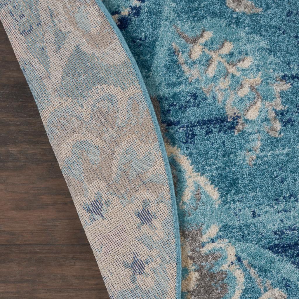 Nourison Home Tranquil TRA02 Turquoise Indoor Round Area Rug - Vintage Power Loomed Machine Made Medium Pile