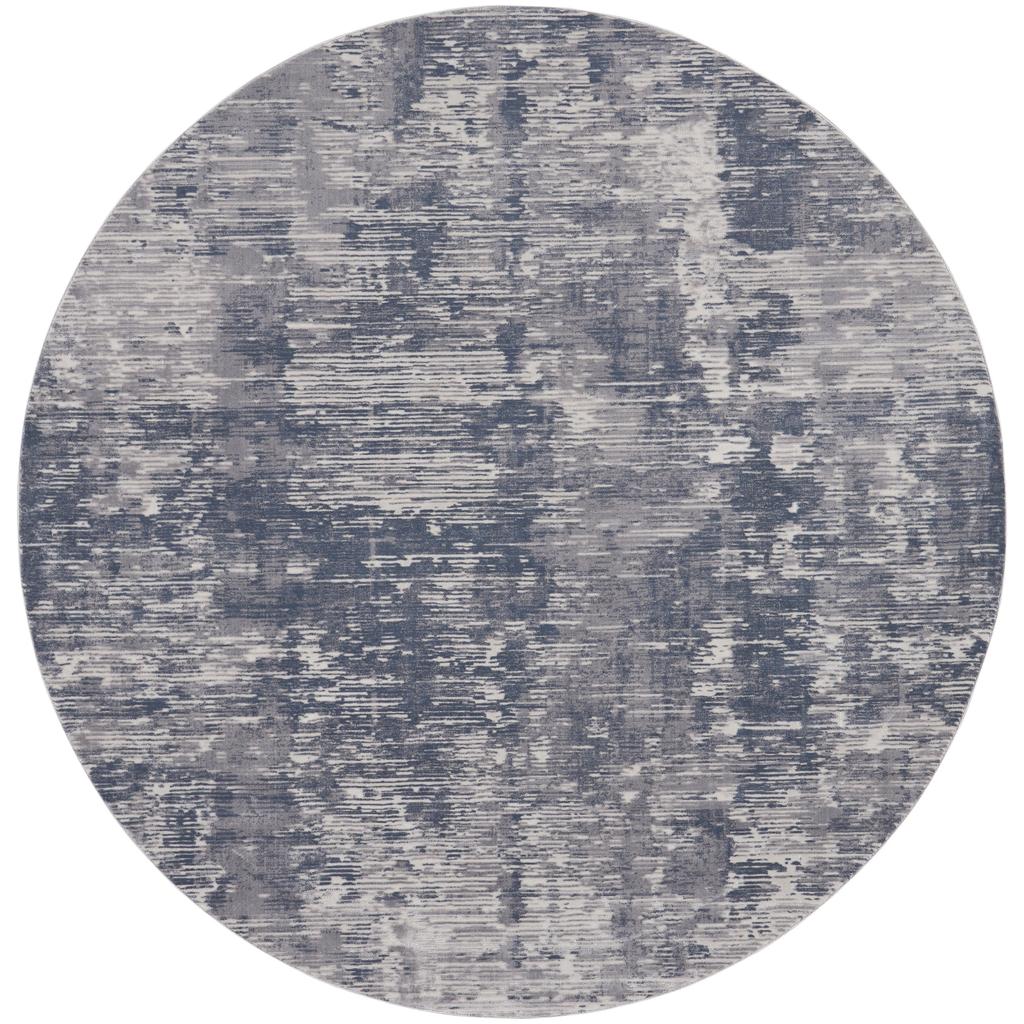 Nourison Home Rustic Textures RUS05 Grey Indoor Round Area Rug - Modern Power Loomed Machine Made Medium Pile