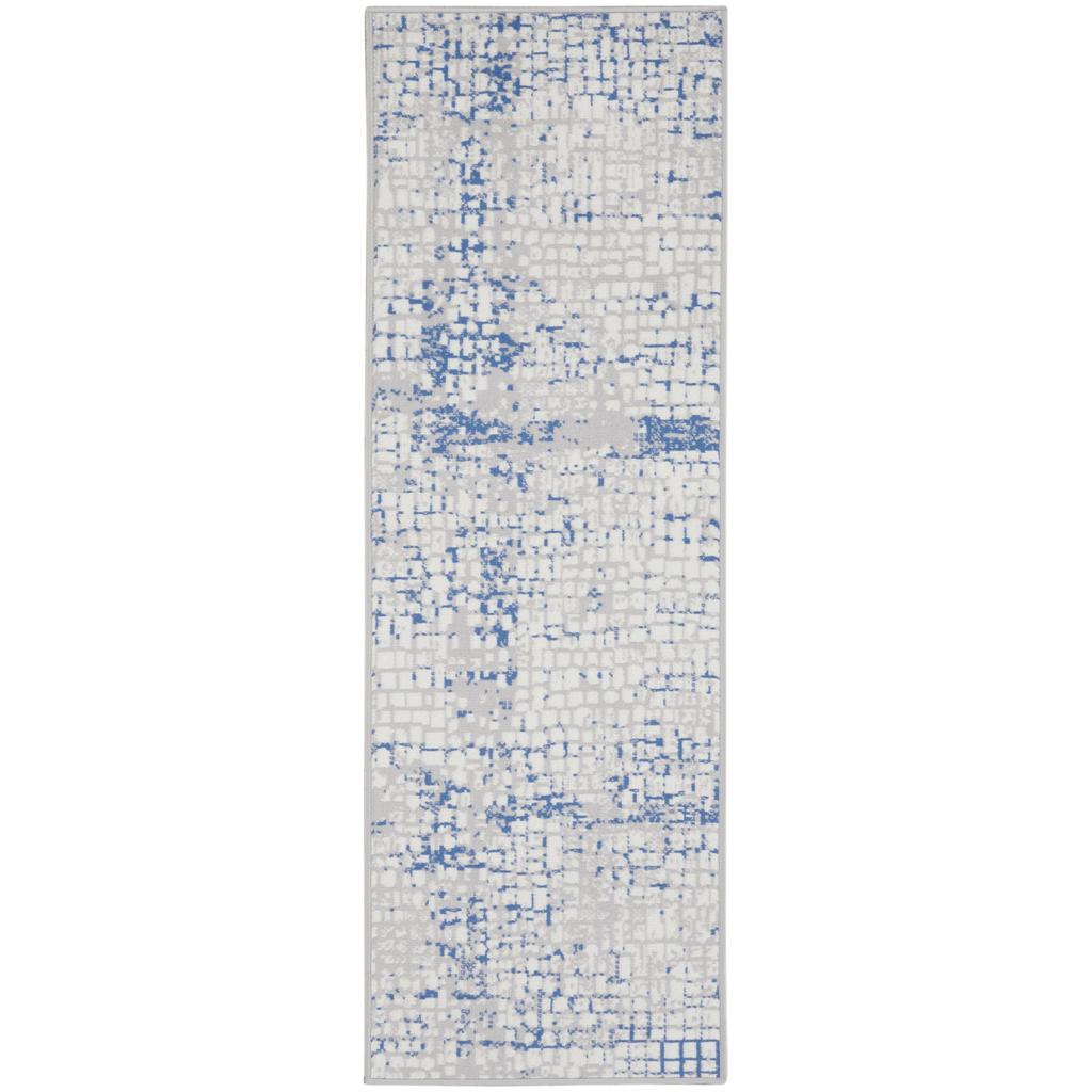 Nourison Home Whimsicle WHS07 Grey Blue Indoor Runner - Modern Power Loomed Machine Made Low Pile