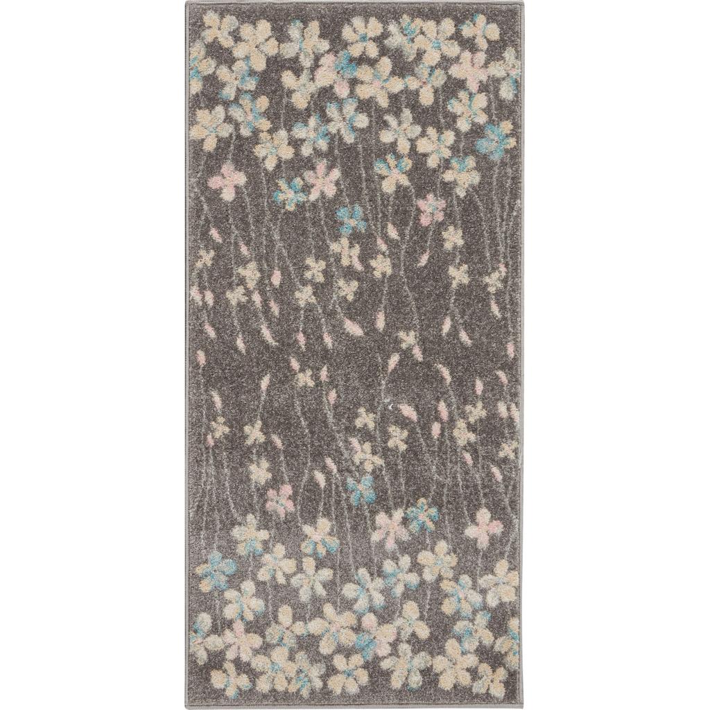 Nourison Home Tranquil TRA04 Grey Grey Beige Indoor Rectangle Area Rug - Contemporary Power Loomed Machine Made Medium Pile