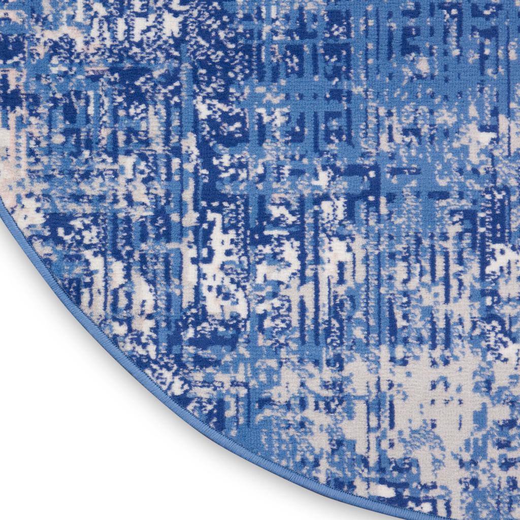 Nourison Home Whimsicle WHS08 Blue Ivory Indoor Round Area Rug - Modern Power Loomed Machine Made Low Pile