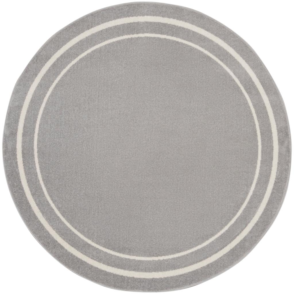 Nourison Home Nourison Essentials NRE02 Grey Ivory Grey/Ivory Indoor/Outdoor Round Area Rug - Contemporary Power Loomed Machine Made Low Pile