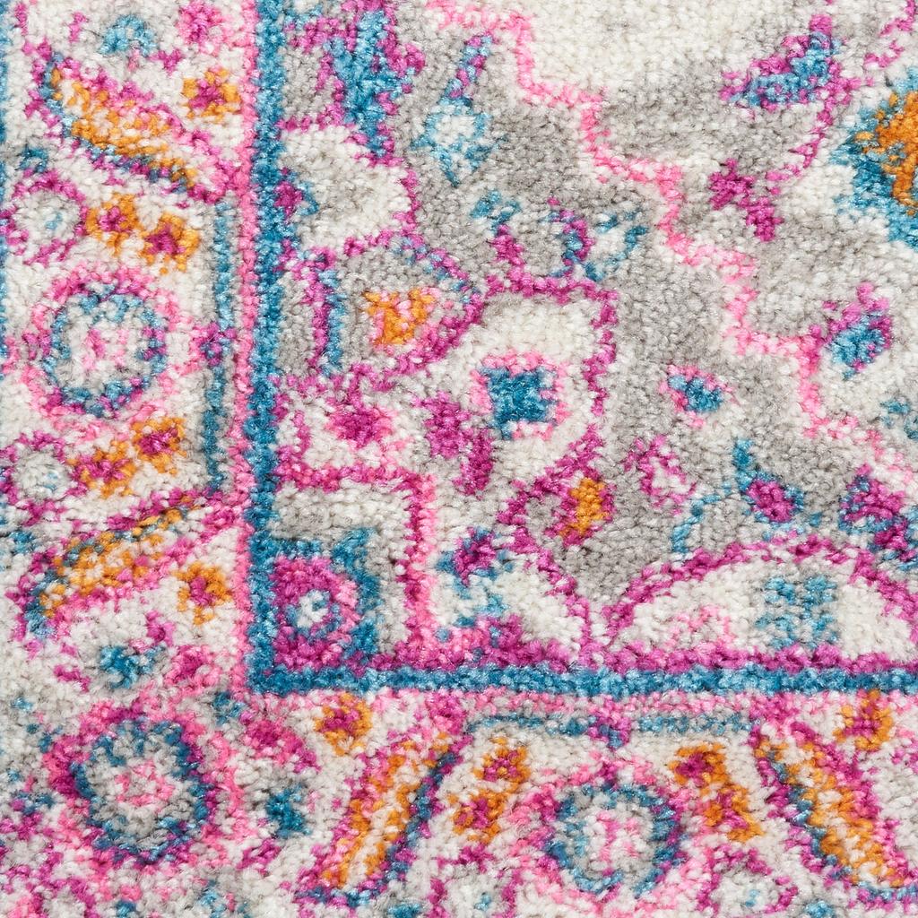 Nourison Home Passion PSN20 Light Grey Pink Indoor Runner - Bohemian Power Loomed Machine Made Medium Pile