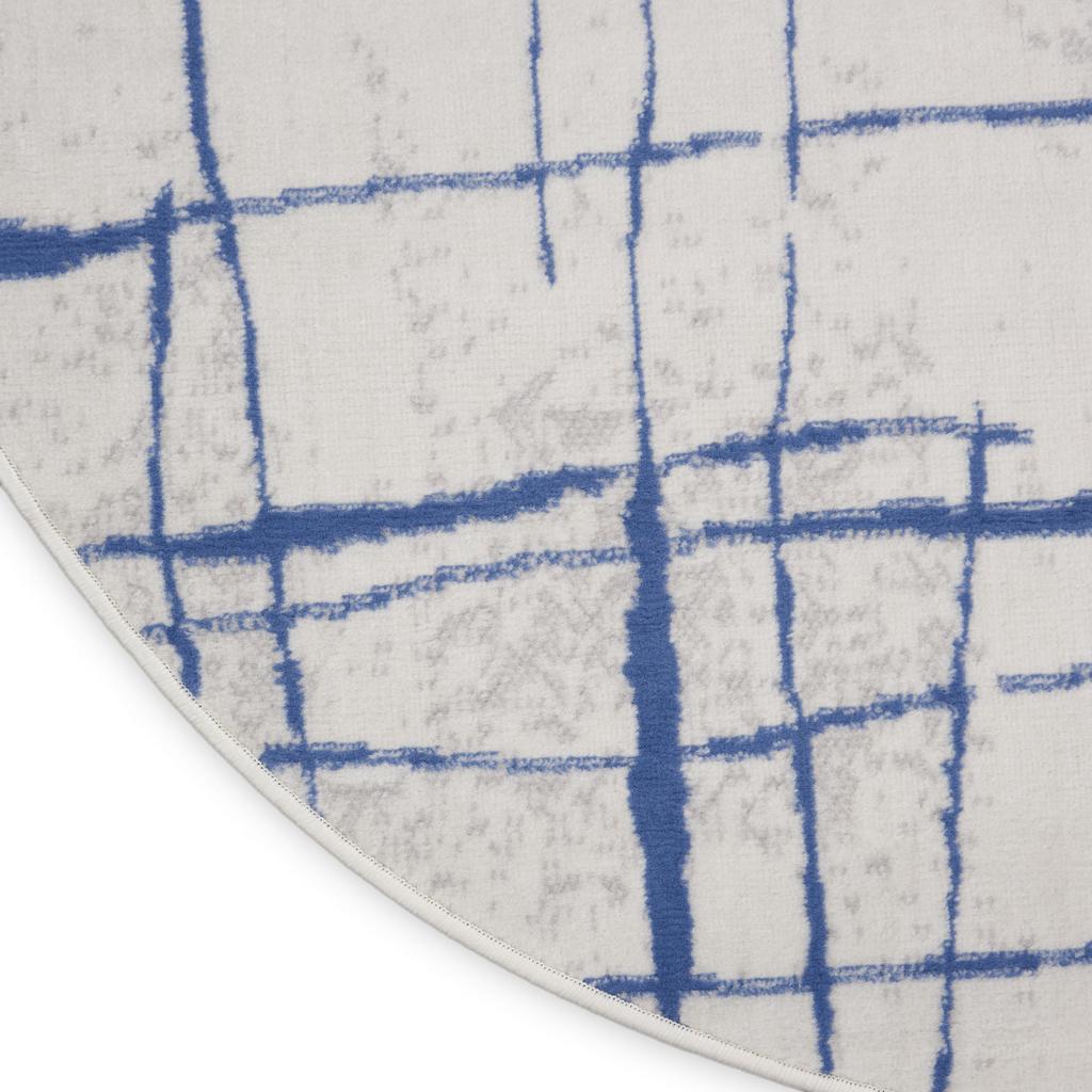 Nourison Home Whimsicle WHS09 Ivory Blue Indoor Round Area Rug - Modern Power Loomed Machine Made Low Pile