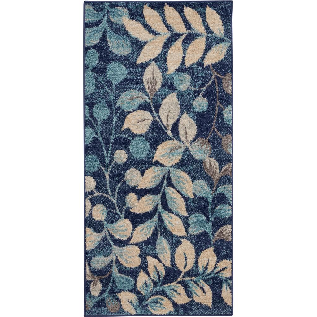 Nourison Home Tranquil TRA03 Navy Indoor Rectangle Area Rug - Farmhouse Power Loomed Machine Made Medium Pile