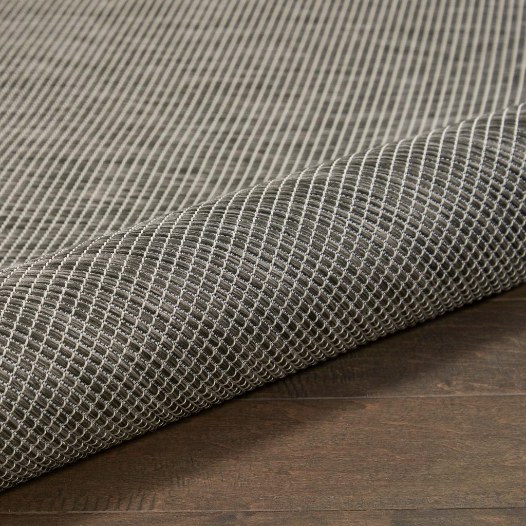 Nourison Home Positano POS01 Charcoal Indoor/Outdoor Round Area Rug - Modern Power Loomed Machine Made Low Pile