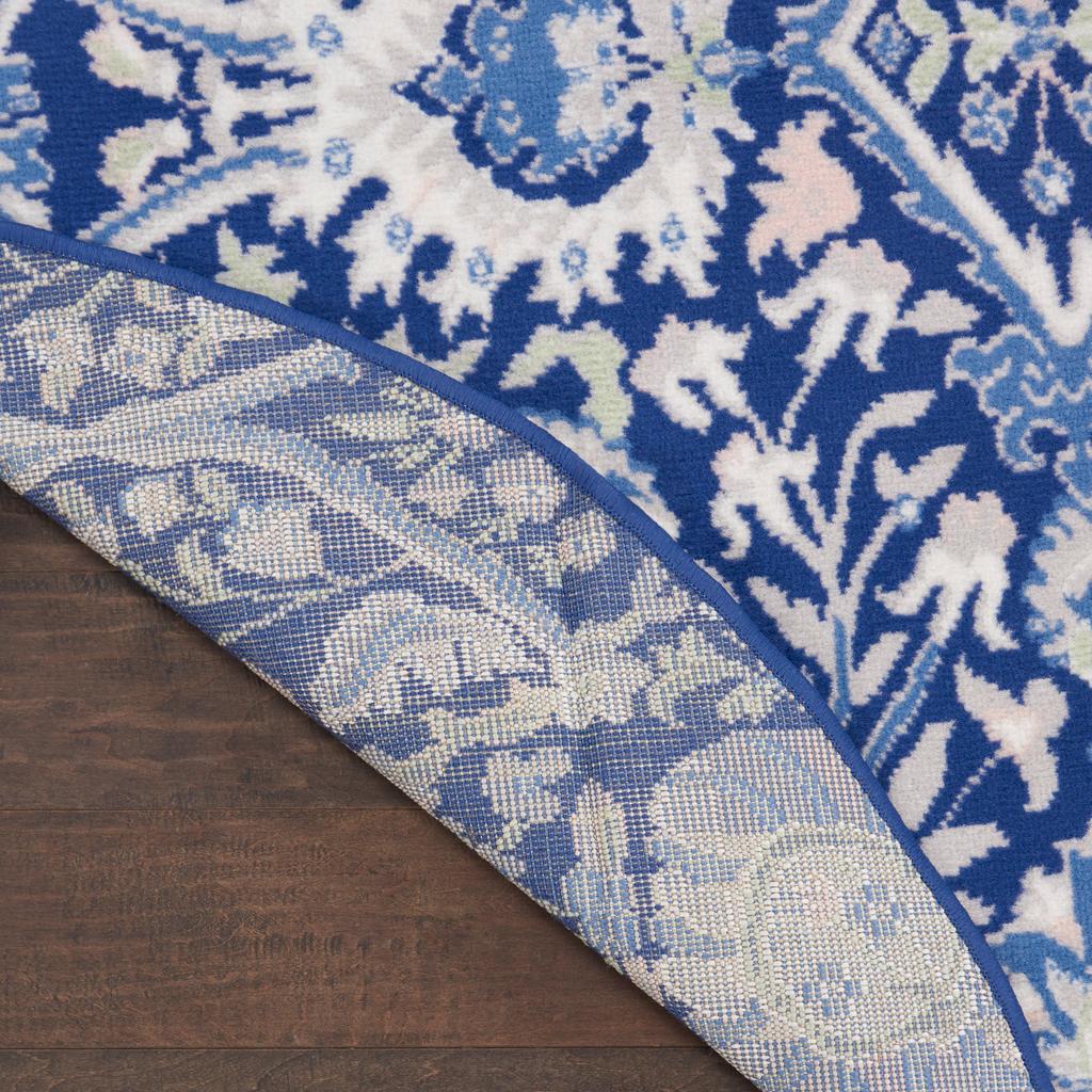 Nourison Home Whimsicle WHS10 Navy Multicolor Indoor Round Area Rug - Farmhouse Power Loomed Machine Made Low Pile