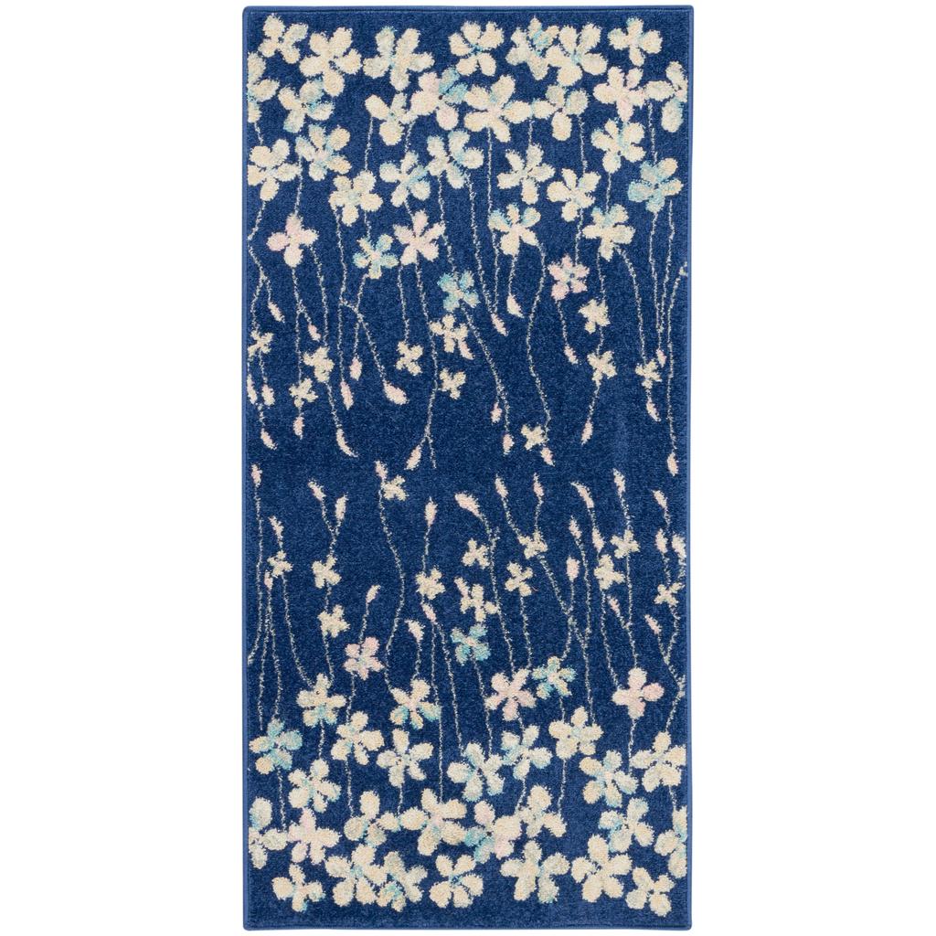 Nourison Home Tranquil TRA04 Navy Indoor Rectangle Area Rug - Contemporary Power Loomed Machine Made Medium Pile