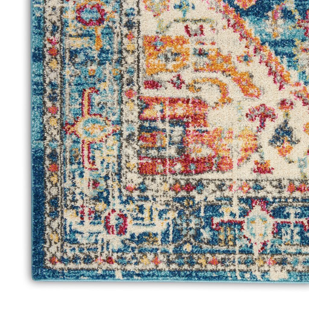 Nourison Home Passion PSN23 Ivory Light Blue Indoor Runner - Bohemian Power Loomed Machine Made Medium Pile