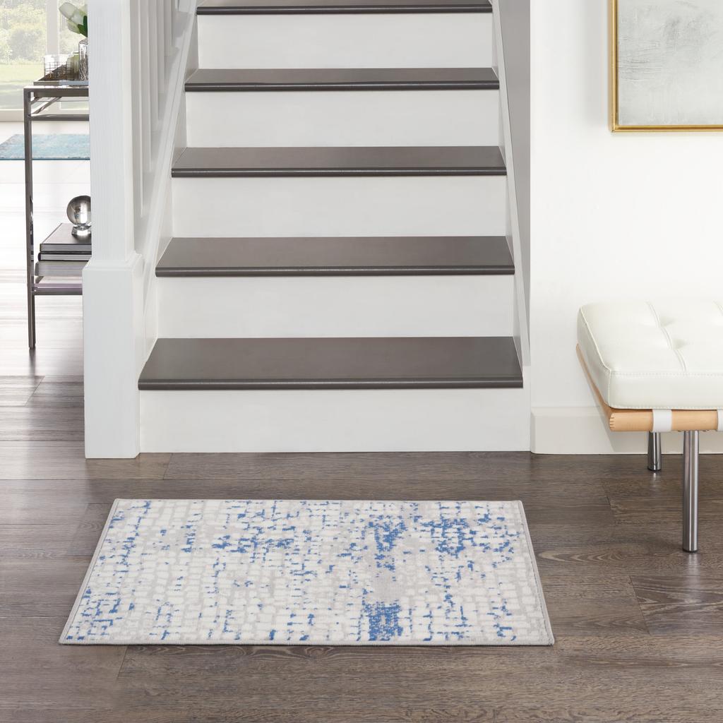 Nourison Home Whimsicle WHS07 Grey Blue Indoor Rectangle Area Rug - Modern Power Loomed Machine Made Low Pile