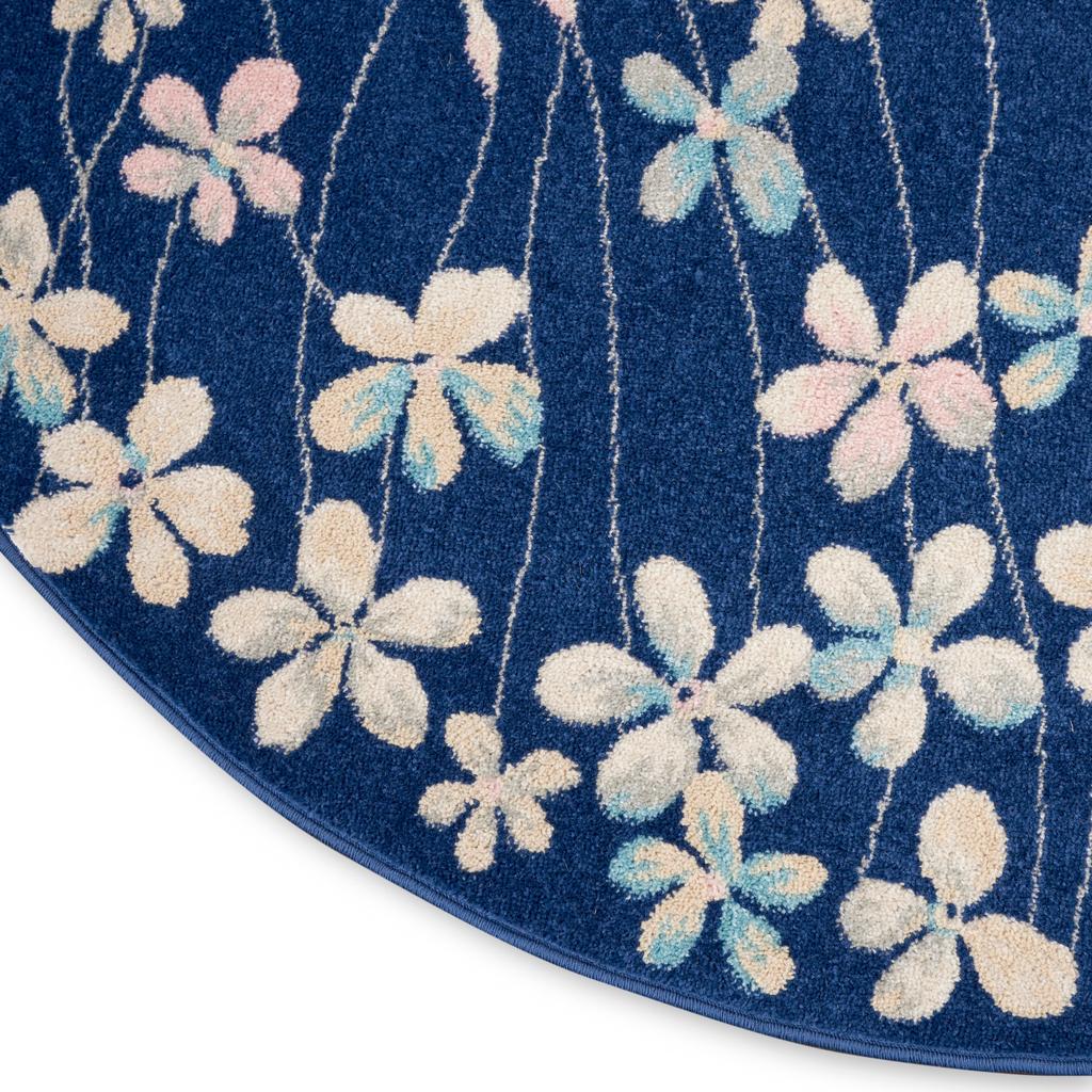 Nourison Home Tranquil TRA04 Navy Blue Navy Indoor Round Area Rug - Contemporary Power Loomed Machine Made Medium Pile