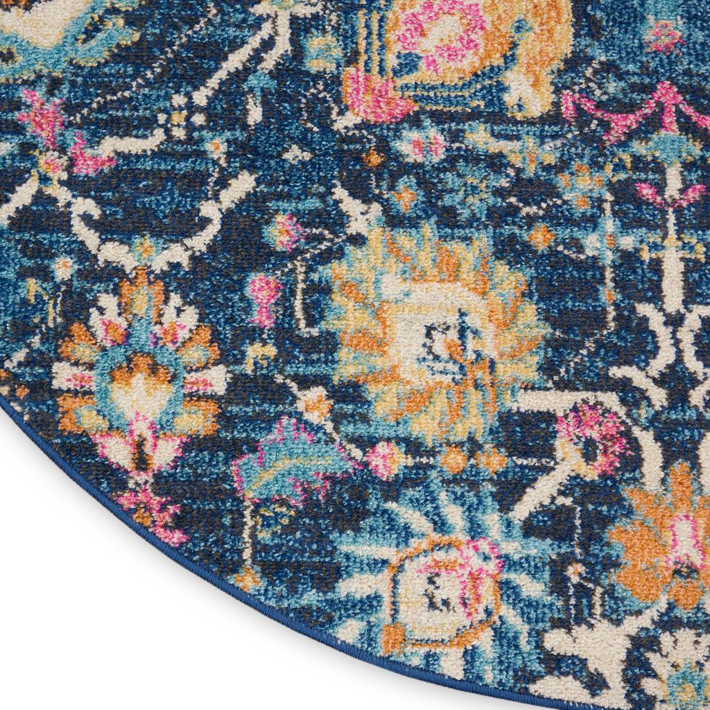 Nourison Home Passion PSN01 Navy Indoor Round Area Rug - Bohemian Power Loomed Machine Made Medium Pile