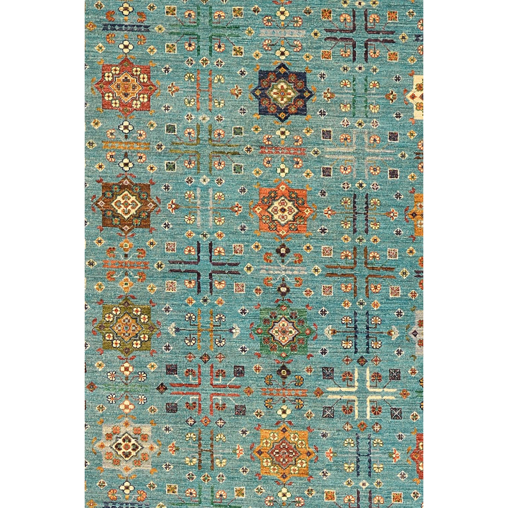 Momeni Sultana 5'-6" X 8'-4" Vintage Hand Knotted Low Pile Area Rug - Traditional Rug Made of 100% Wool with Multicolor Floral Design-