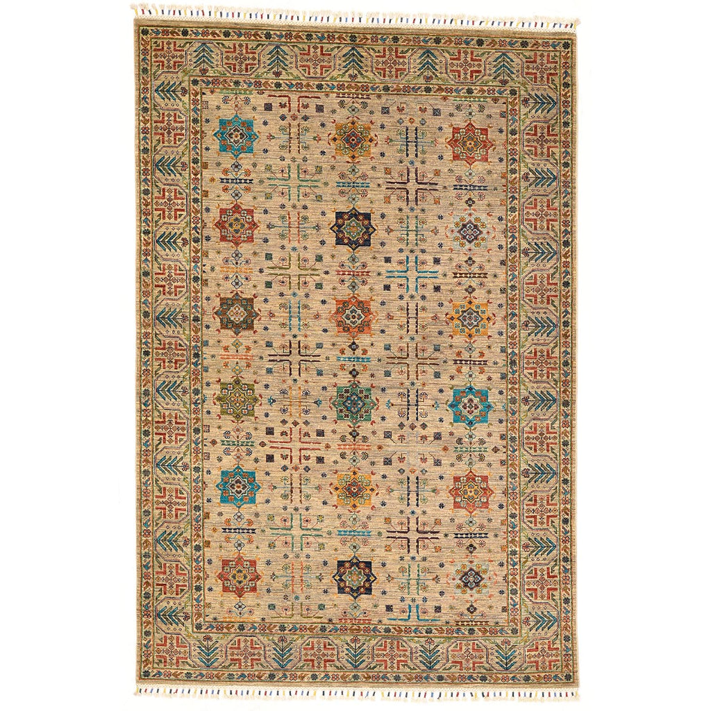 Momeni Sultana 5'-6" X 7'-10" Vintage Hand Knotted Low Pile Area Rug - Traditional Rug Made of 100% Wool with Multicolor Floral Design-