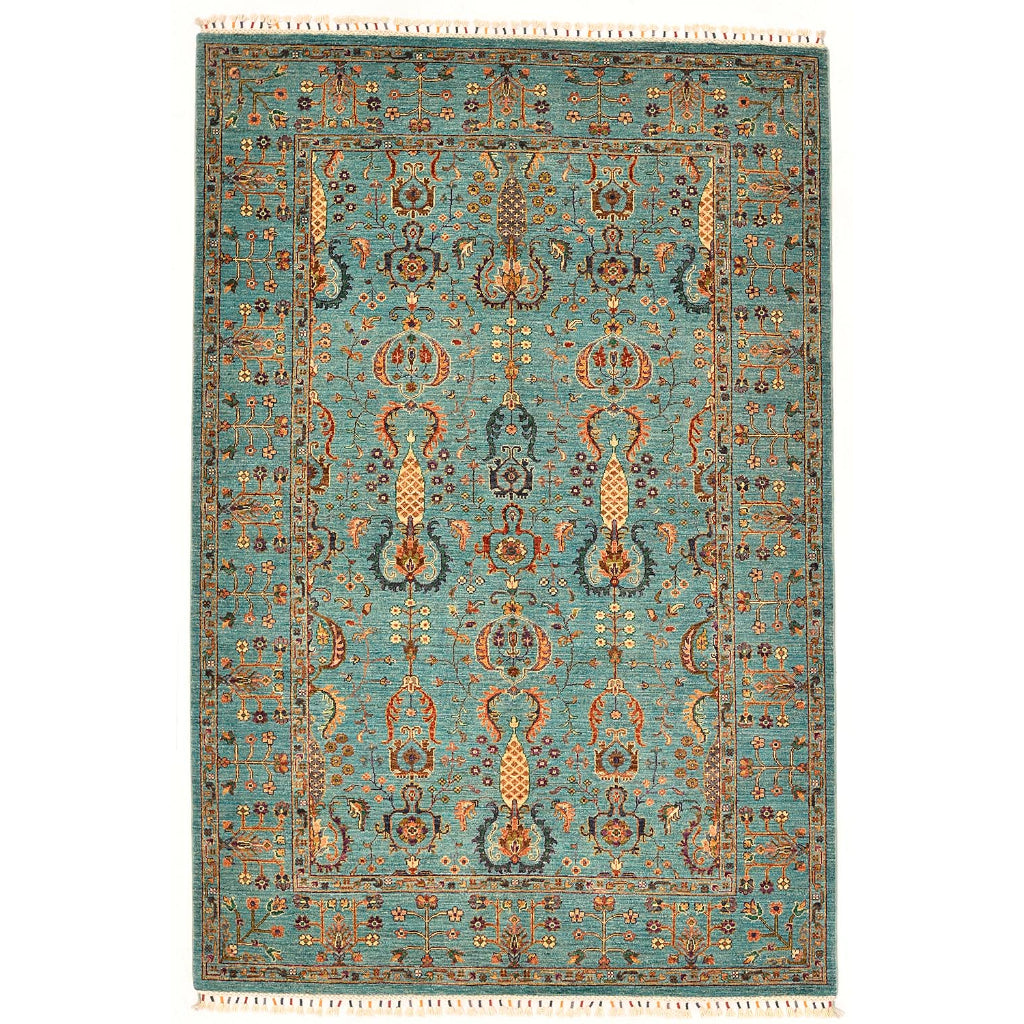 Momeni Sultana 5'-10" X 8'-3" Vintage Hand Knotted Low Pile Area Rug - Traditional Rug Made of 100% Wool with Multicolor Floral Design-