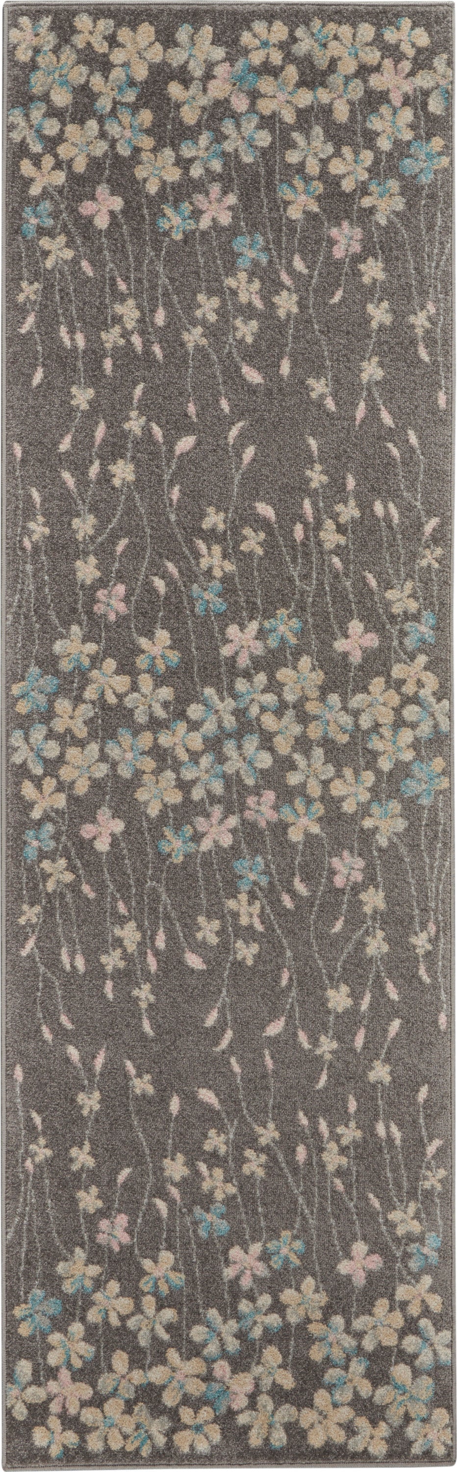 Nourison Home Tranquil TRA04 Grey Grey Beige Indoor Runner - Contemporary Power Loomed Machine Made Medium Pile