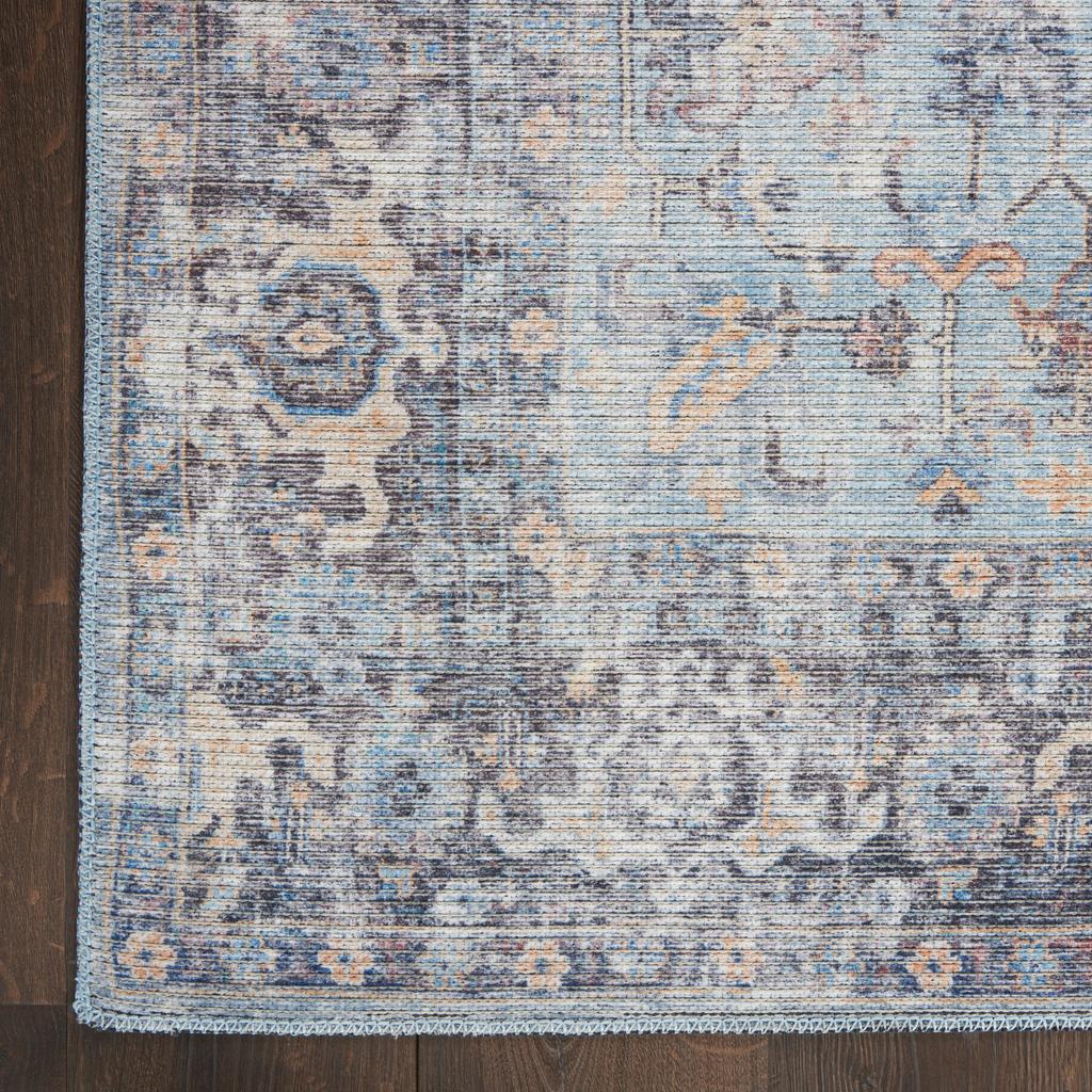 Nourison Home New Concept Washables SR104 Light Grey Blue Indoor Runner - Vintage Machine Woven Machine Made Low Pile
