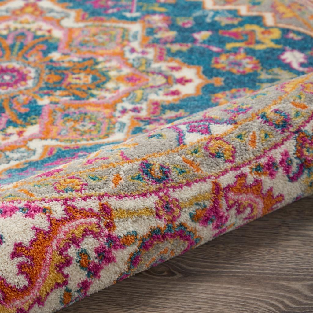 Nourison Home Passion PSN20 Teal Multicolor Indoor Round Area Rug - Bohemian Power Loomed Machine Made Medium Pile