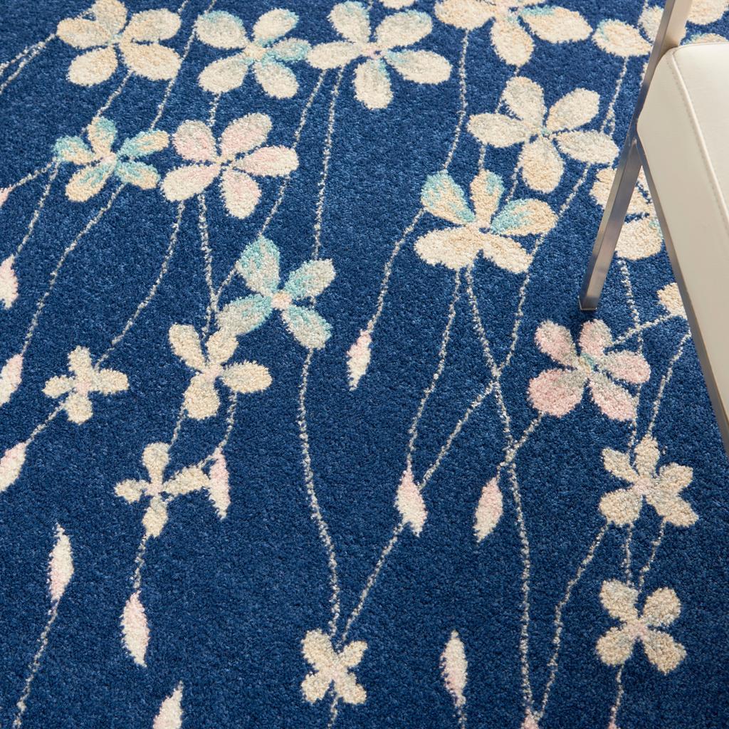 Nourison Home Tranquil TRA04 Navy Blue Navy Indoor Rectangle Area Rug - Contemporary Power Loomed Machine Made Medium Pile