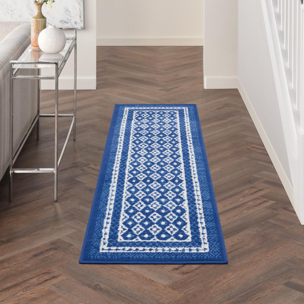 Nourison Home Whimsicle WHS13 Navy Indoor Runner - Farmhouse Power Loomed Machine Made Low Pile