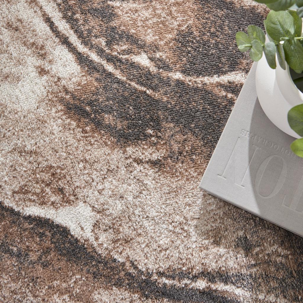 Nourison Home American Manor AMR03 Ivory/Mocha Ivory Mocha Indoor Rectangle Area Rug - Modern Power Loomed Machine Made Medium Pile