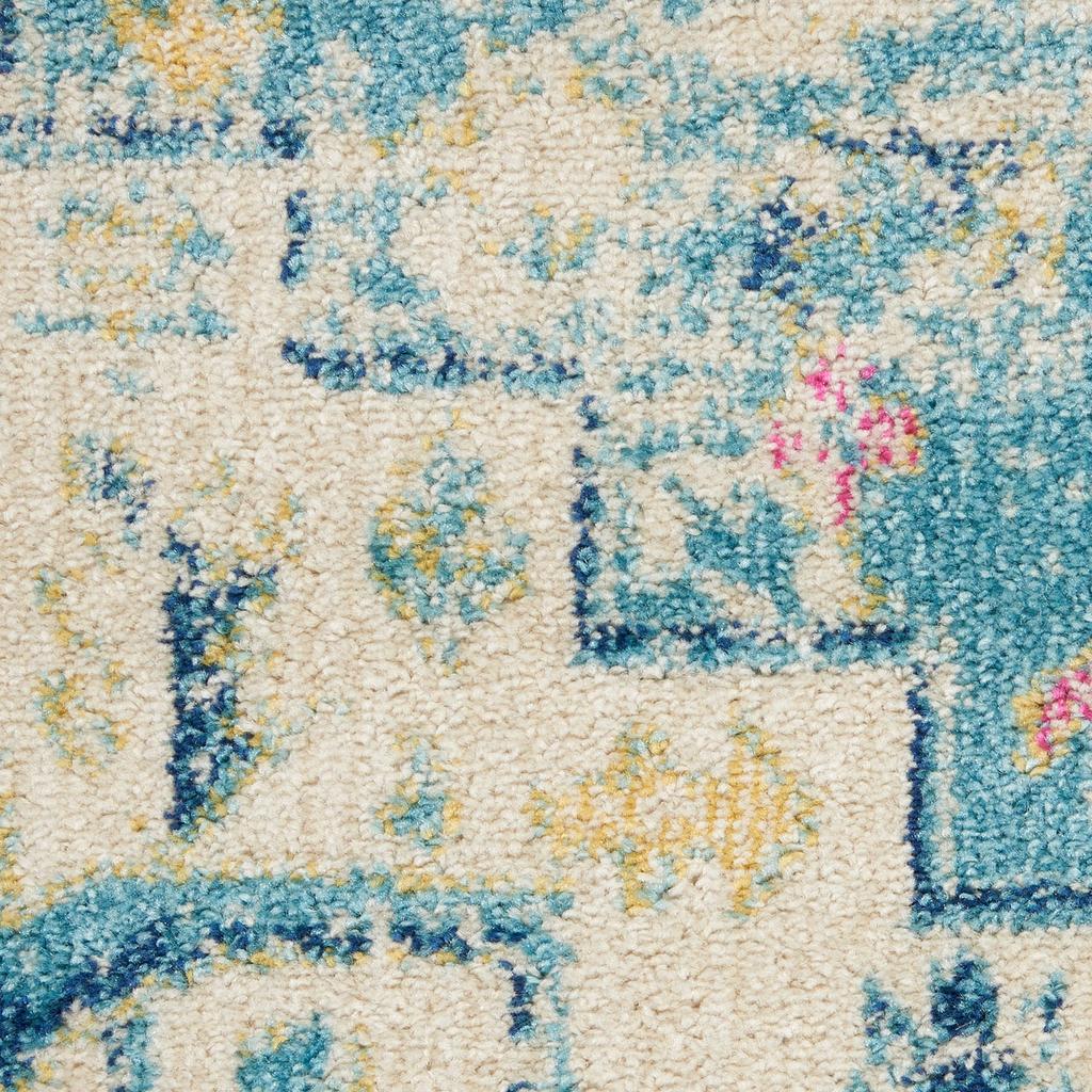Nourison Home Passion PSN25 Ivory Light Blue Indoor Runner - Bohemian Power Loomed Machine Made Medium Pile