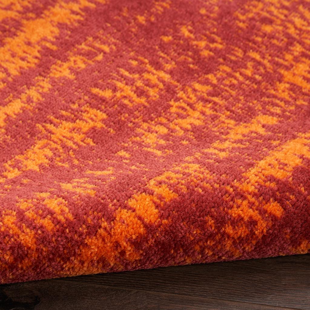 Nourison Home Nourison Essentials NRE03 Red Indoor/Outdoor Round Area Rug - Modern Power Loomed Machine Made Low Pile