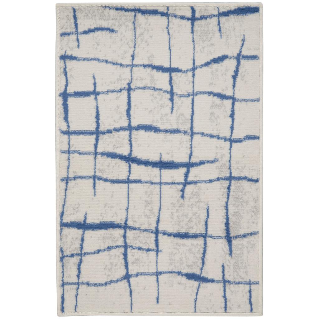 Nourison Home Whimsicle WHS09 Ivory Blue Indoor Rectangle Area Rug - Modern Power Loomed Machine Made Low Pile