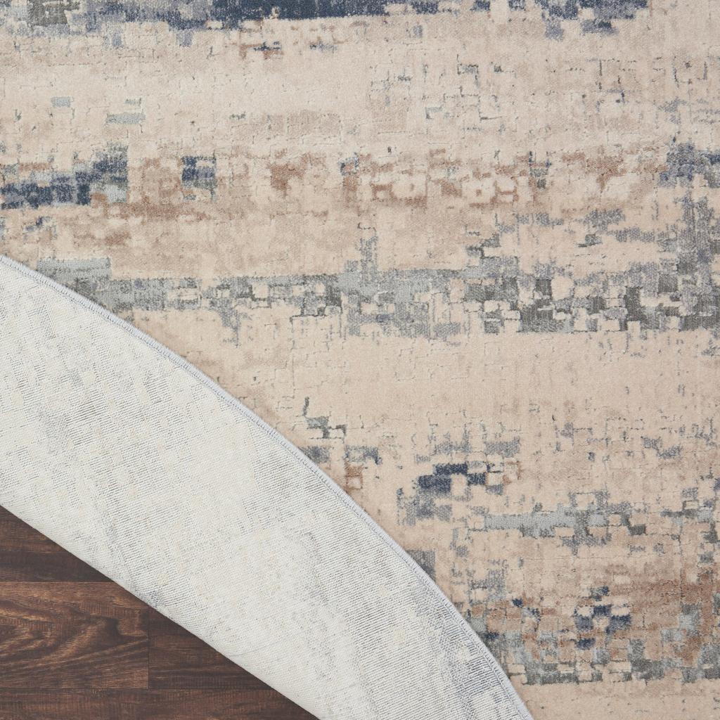 Nourison Home Rustic Textures RUS04 Beige and Grey Beige Grey Indoor Round Area Rug - Modern Power Loomed Machine Made Medium Pile