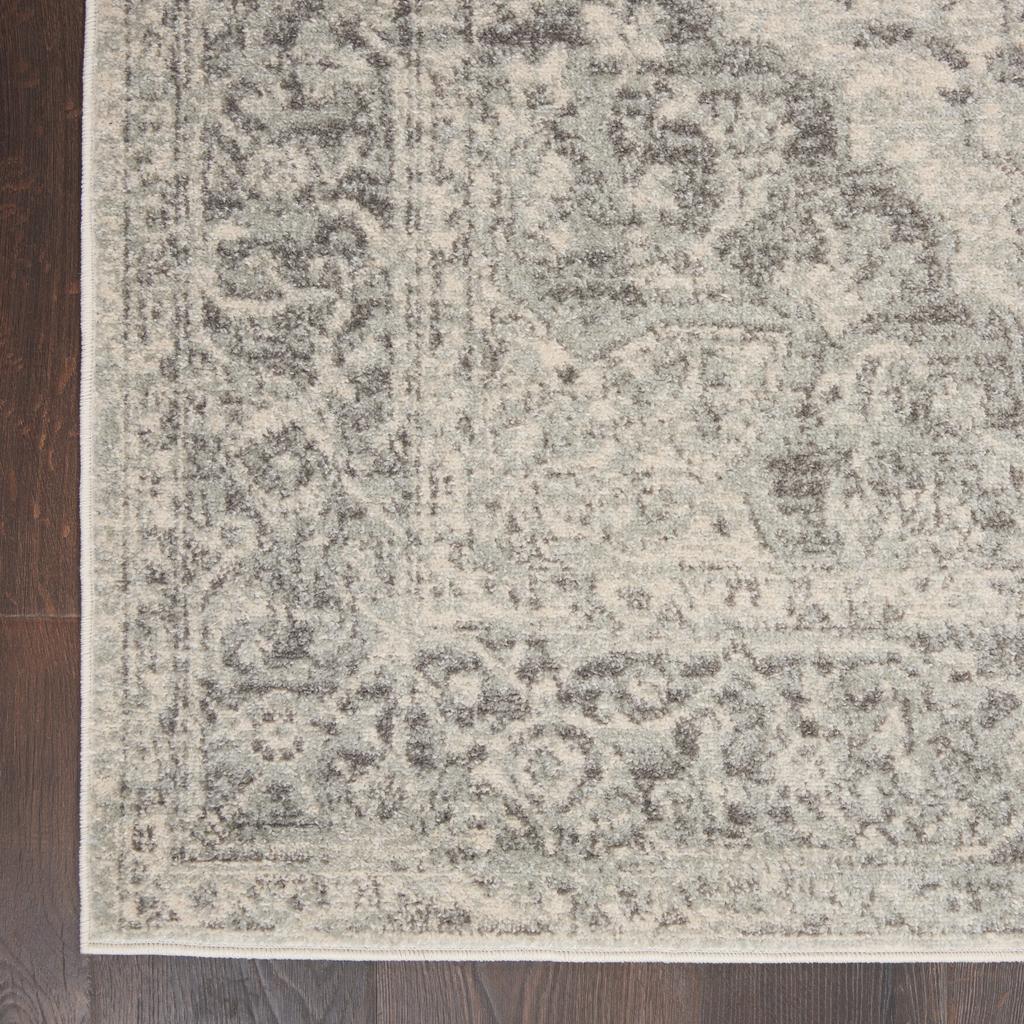 Nourison Home Tranquil TRA05 Grey and White Ivory/Grey Indoor Rectangle Area Rug - Vintage Power Loomed Machine Made Medium Pile
