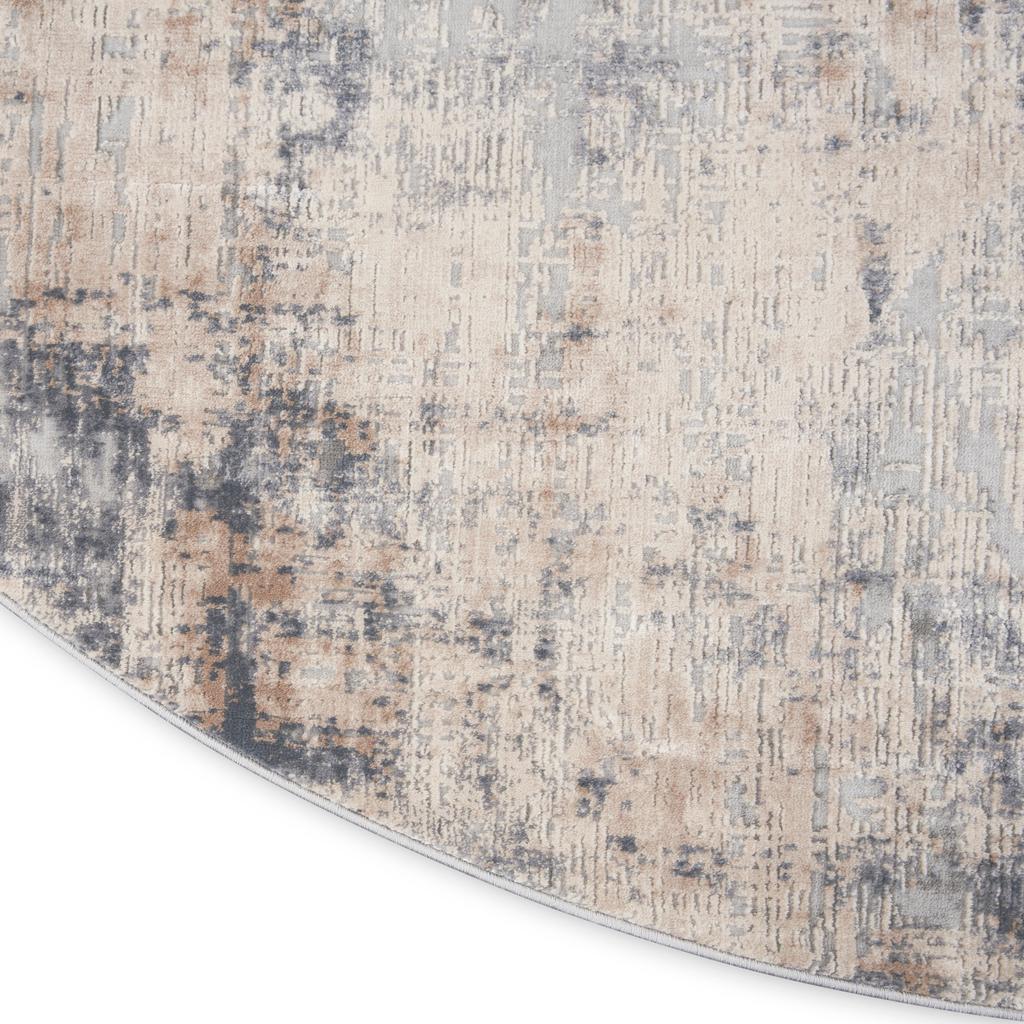 Nourison Home Rustic Textures RUS01 Grey and Beige Grey Beige Indoor Round Area Rug - Modern Power Loomed Machine Made Medium Pile