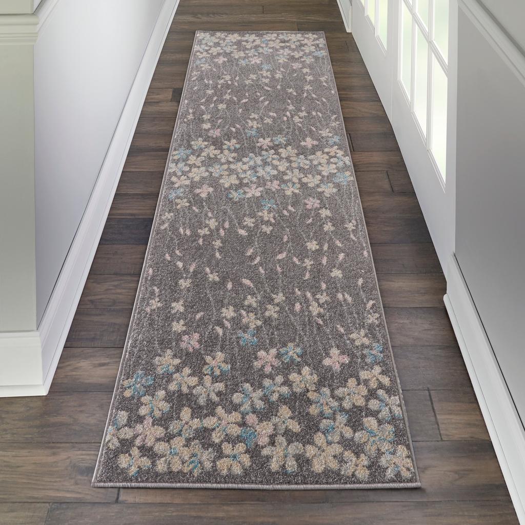 Nourison Home Tranquil TRA04 Grey Grey Beige Indoor Runner - Contemporary Power Loomed Machine Made Medium Pile