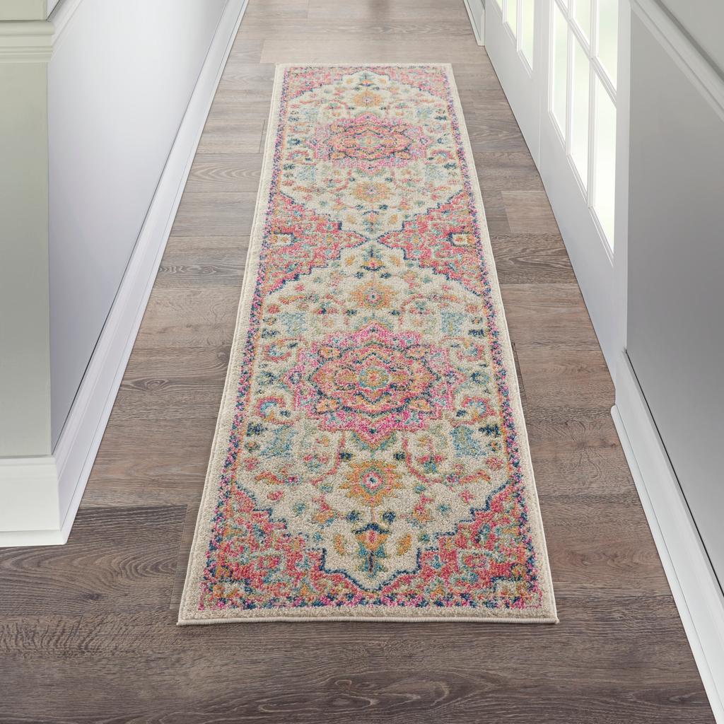 Nourison Home Passion PSN25 Ivory Pink Indoor Runner - Bohemian Power Loomed Machine Made Medium Pile