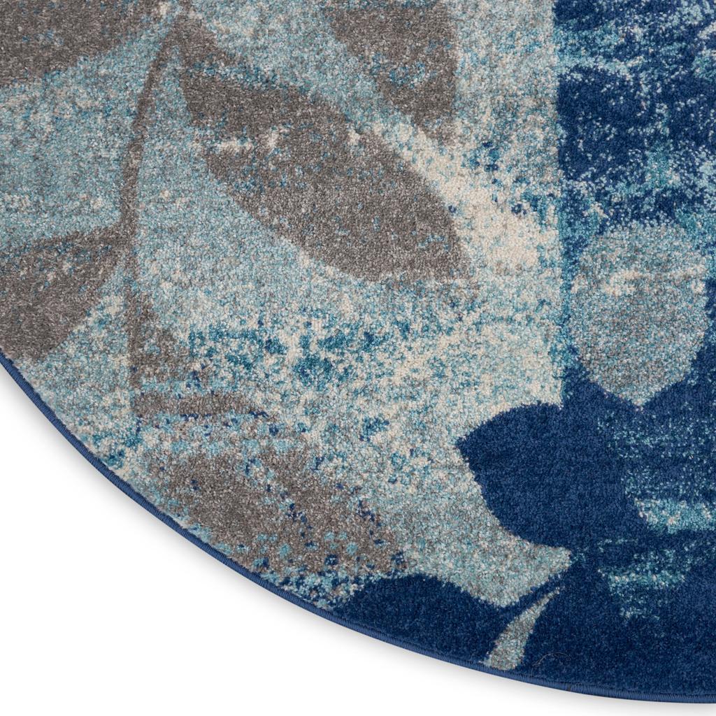 Nourison Home Tranquil TRA01 Navy Blue Navy/Light Blue Indoor Round Area Rug - Farmhouse Power Loomed Machine Made Medium Pile