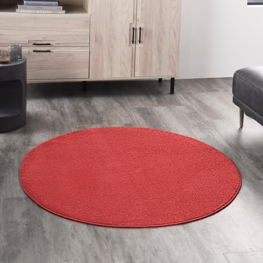Nourison Home Nourison Essentials NRE01 Brick Red Indoor/Outdoor Round Area Rug - Outdoor Power Loomed Machine Made Low Pile