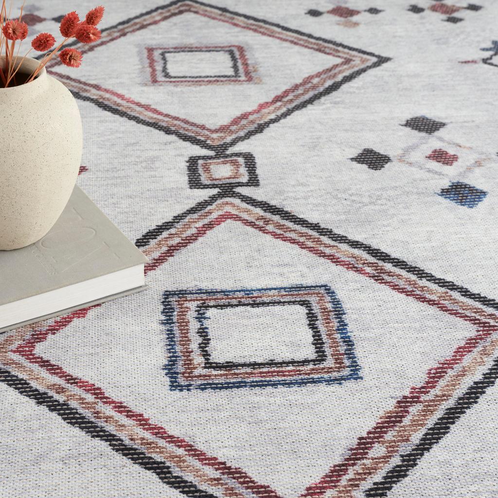 Nourison Home New Concept Washables SR108 Ivory Multicolor Indoor Rectangle Area Rug - Bohemian Machine Woven Machine Made Low Pile