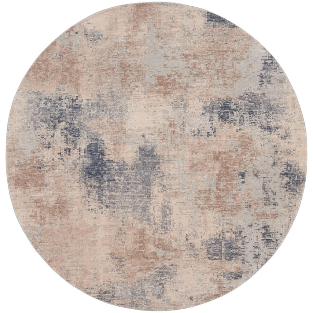 Nourison Home Rustic Textures RUS02 Beige and Grey Beige Grey Indoor Round Area Rug - Modern Power Loomed Machine Made Medium Pile