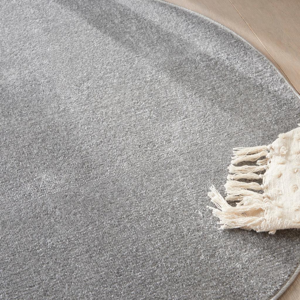 Nourison Home Nourison Essentials NRE01 Silver Grey Indoor/Outdoor Round Area Rug - Outdoor Power Loomed Machine Made Low Pile