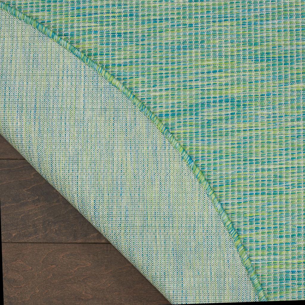 Nourison Home Positano POS01 Blue Green Indoor/Outdoor Round Area Rug - Modern Power Loomed Machine Made Low Pile